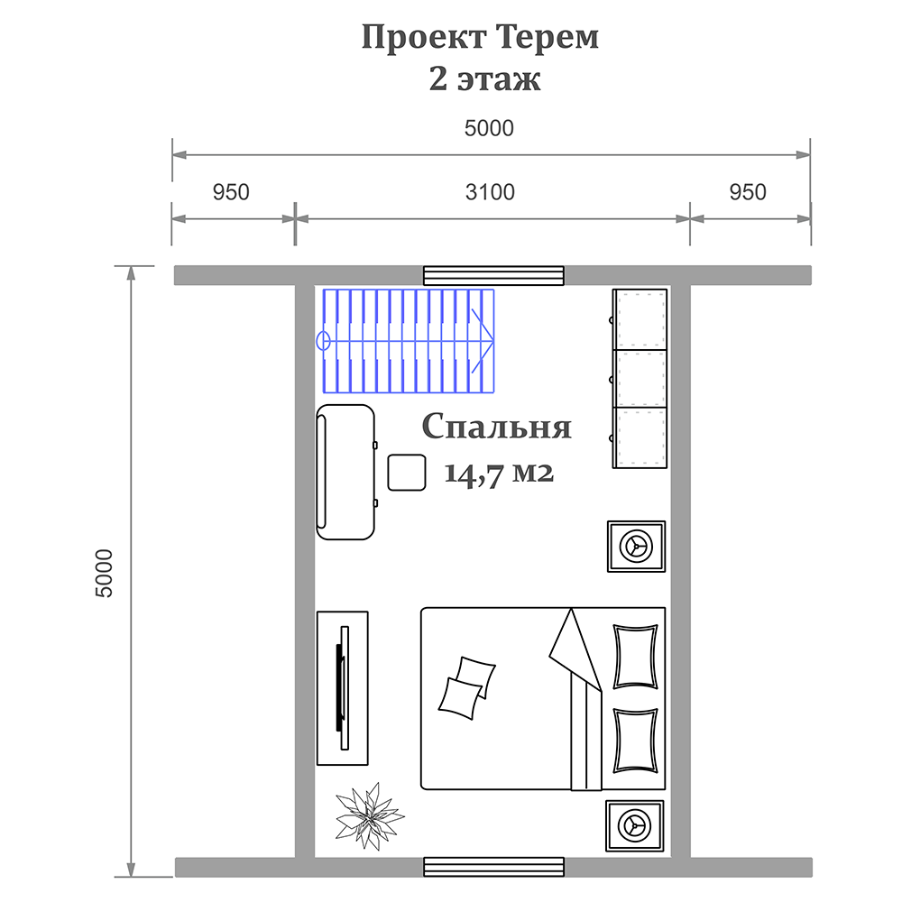 Дачный дом по проекту «Терем», 7,0 х 5,0 м площадью 51 м2 по цене 1295500  руб. в Нижнем Новгороде